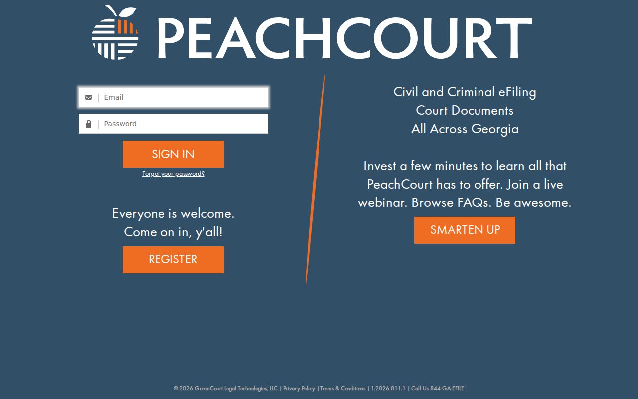 Quitman County case lookup at the PeachCourt login gate