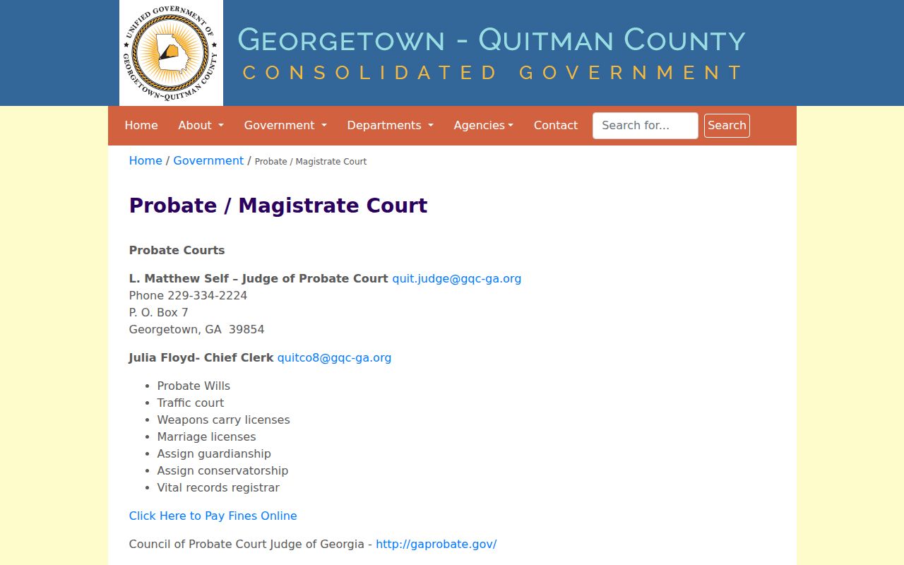 Quitman County civil docket Probate and Magistrate court page