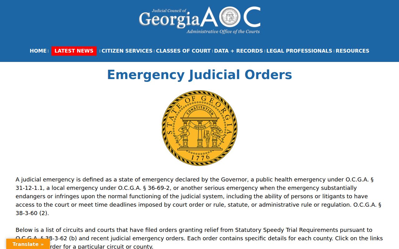 Quitman County court dates emergency judicial order list