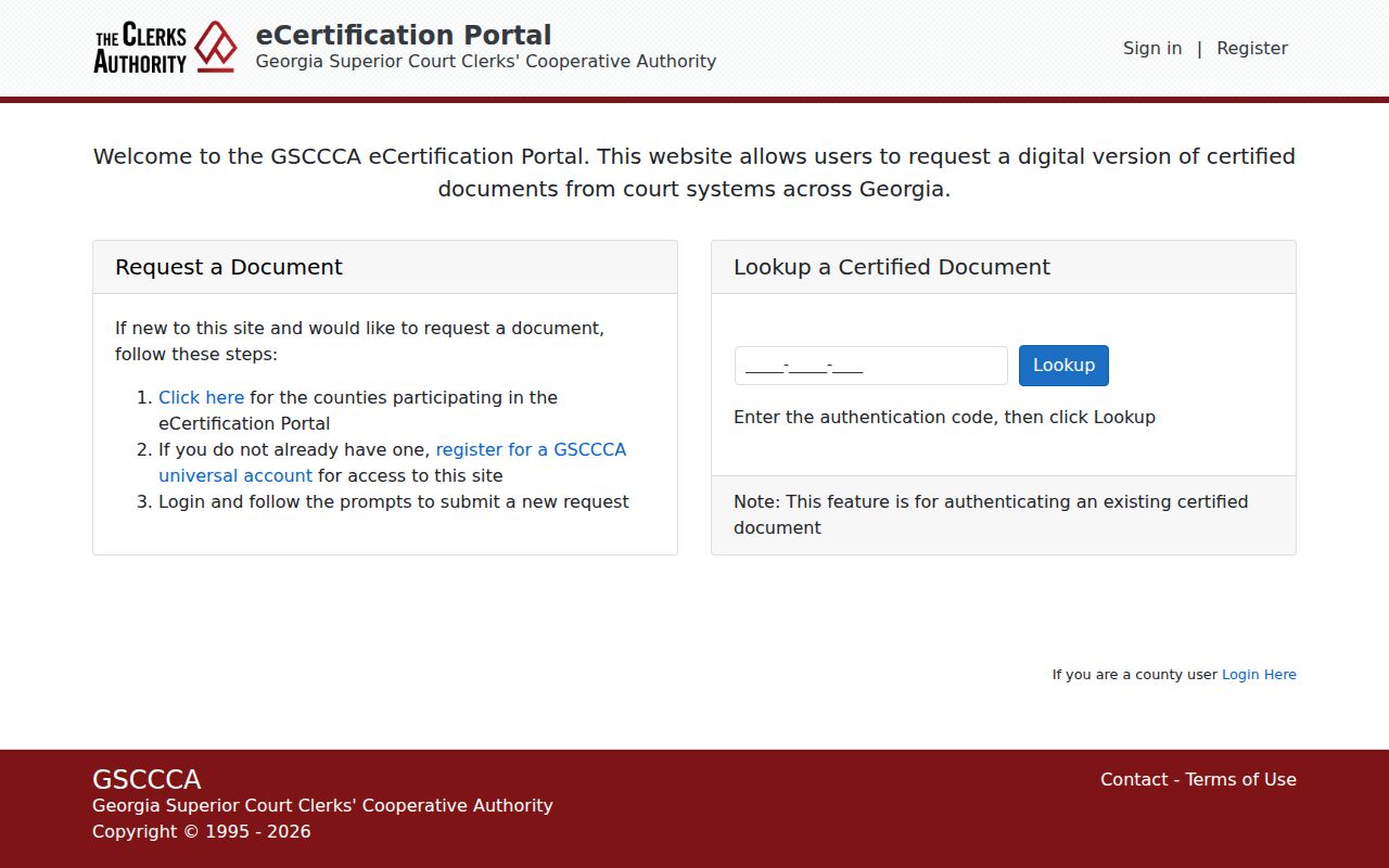 Quitman County court record digital certification portal