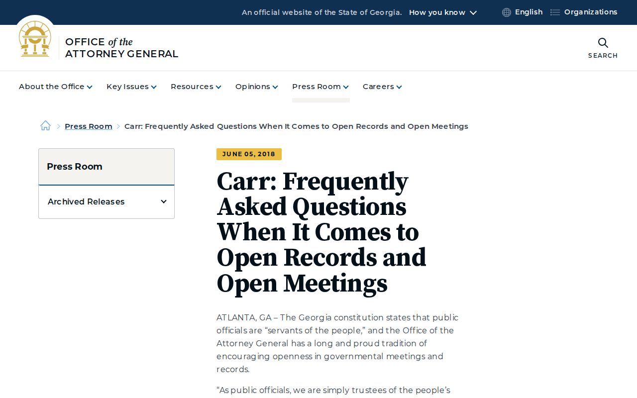 Quitman County court record and Georgia Open Records Act distinction